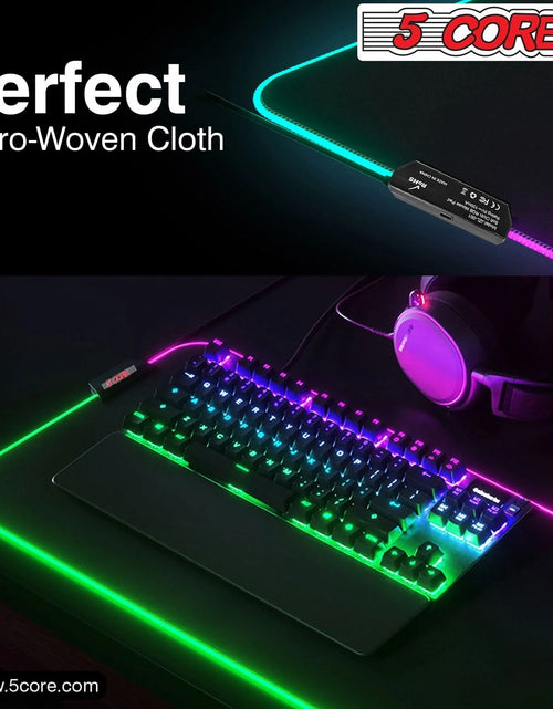 Load image into Gallery viewer, 5Core Gaming Mouse Pad RGB 12 Light Modes 2 Zone Desk Mouse Mat W Rubber Base
