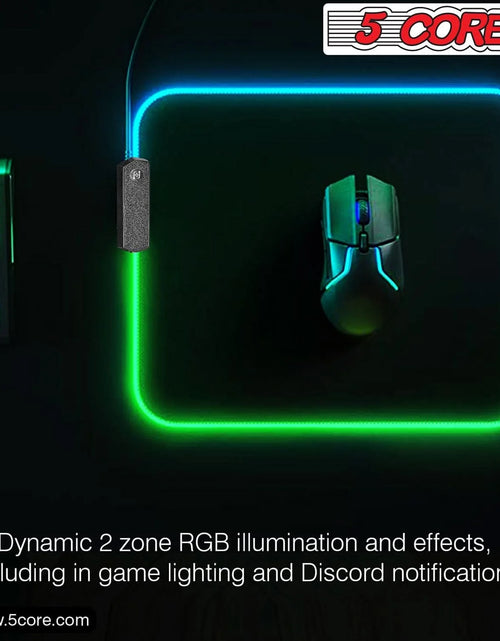 Load image into Gallery viewer, 5Core Gaming Mouse Pad RGB 12 Light Modes 2 Zone Desk Mouse Mat W Rubber Base
